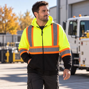 CX2 L00682 Freedom Hi-Vis Full Zip Hoodie in Hi-Vis Yellow - second lifestyle view