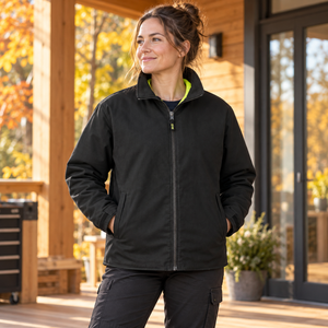 CX2 L01210 Zircon Reversible Cotton Canvas Hi-Vis Jacket in Black/Hi-Vis Yellow - second lifestyle view