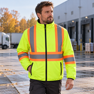 CX2 L01260 Safeguard Reversible Hi-Vis Insulated Jacket in Hi-Vis Yellow - second lifestyle view