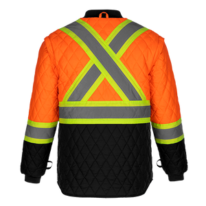 CX2 L01275 Kenworth 5-in-1 removable quilted inner jacket in Hi-Vis Orange — actual supplier back view