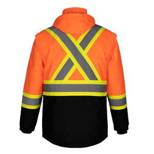 CX2 L01275 Kenworth 5-in-1 outer parka in Hi-Vis Orange — actual supplier back view