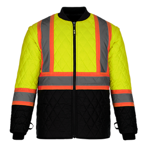 CX2 L01275 Kenworth 5-in-1 removable quilted inner jacket in Hi-Vis Yellow — actual supplier front view