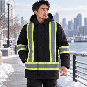 CX2 L01292 Kingpin Cotton Canvas Hi-Vis Insulated Parka in Black - lifestyle view