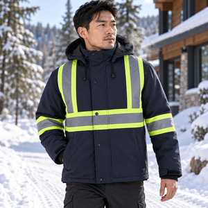 CX2 L01310 Freightliner Hi-Vis Insulated Softshell Jacket in Navy - lifestyle view