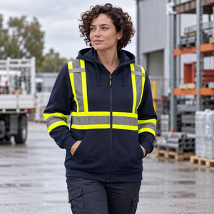 CX2 L01380 Infinity Hi-Vis Full Zip Detachable Hood Hoodie in Navy - second lifestyle view