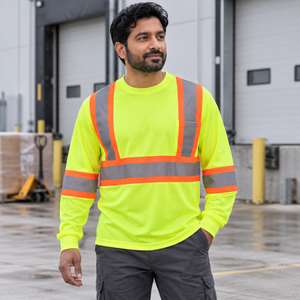 CX2 S05948 Beacon Long Sleeve Hi-Vis Performance T-Shirt in Hi-Vis Yellow - lifestyle view