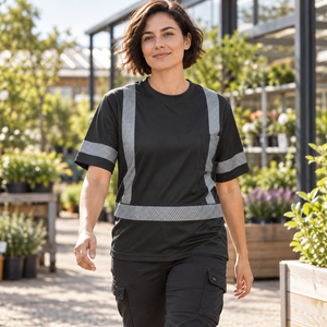 CX2 S05980 Lumen Hi-Vis Segmented-Stripe T-Shirt in Black - second lifestyle view