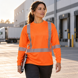CX2 S05982 Volt Hi-Vis Segmented-Stripe Long Sleeve T-Shirt in Fluorescent Orange - lifestyle view