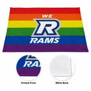 Full-colour sublimated rally towel with sample multicolour team artwork