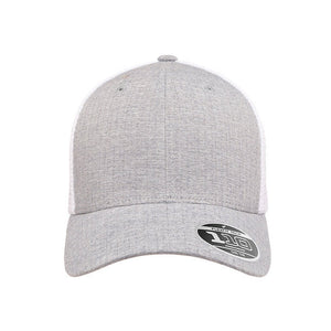 Flexfit 110M Mesh-Back Cap — Melange Silver / White — front product photo