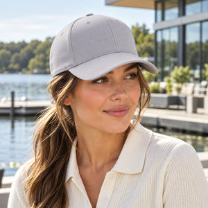 Flexfit 110P 110® Cool & Dry Mini-Piqué Cap in Silver — lifestyle view