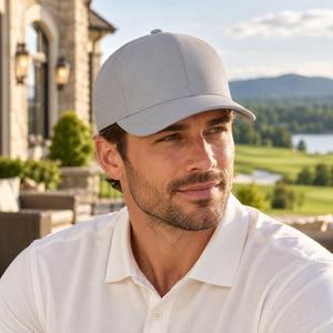 Flexfit 180 Delta® Seamless Cap in Silver — lifestyle view