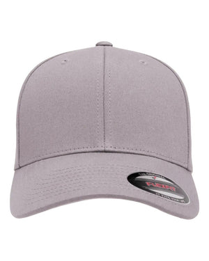 Flexfit 5001 V-Flexfit® Cotton Twill Cap in Grey — front view