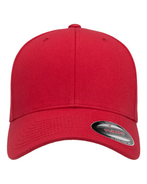 Flexfit 5001 V-Flexfit® Cotton Twill Cap in Red — front view