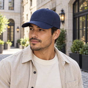 Flexfit 6110NU NU® Adjustable Cap in Navy — lifestyle view