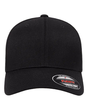 Flexfit 6477 Wool-Blend Cap in Black — front view