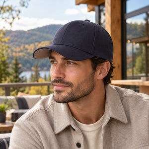 Flexfit 6477 Wool-Blend Cap in Dark Navy — lifestyle view