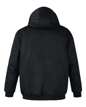 Harriton M722 unisex ClimaBloc heavyweight hooded full-zip jacket, back view - Black
