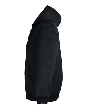 Harriton M722 unisex ClimaBloc heavyweight hooded full-zip jacket, side view - Black