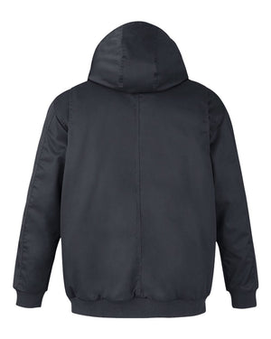 Harriton M722 unisex ClimaBloc heavyweight hooded full-zip jacket, back view - Dark Charcoal