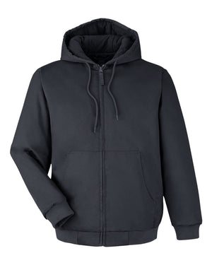 Harriton M722 unisex ClimaBloc heavyweight hooded full-zip jacket, front view - Dark Charcoal