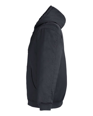 Harriton M722 unisex ClimaBloc heavyweight hooded full-zip jacket, side view - Dark Charcoal