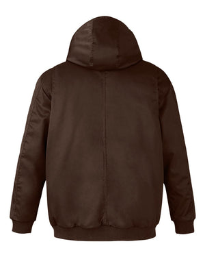 Harriton M722 unisex ClimaBloc heavyweight hooded full-zip jacket, back view - Dark Mocha