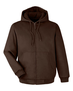Harriton M722 unisex ClimaBloc heavyweight hooded full-zip jacket, front view - Dark Mocha