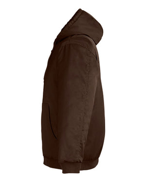 Harriton M722 unisex ClimaBloc heavyweight hooded full-zip jacket, side view - Dark Mocha