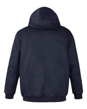 Harriton M722 unisex ClimaBloc heavyweight hooded full-zip jacket, back view - Dark Navy