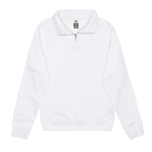 Just Like Hero HERO-4020 unisex quarter zip sweatshirt in White, front view