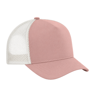 KOI1836 matte 5-panel trucker cap in Dusty Rose/Bone