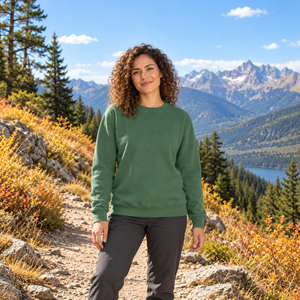 KOI KOI2240 Element CFF crewneck sweatshirt, realistic mountain lifestyle photo 1 - Balsam Green