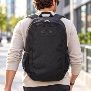20L Enduro Backpack shown in use, with a blank area for custom decoration