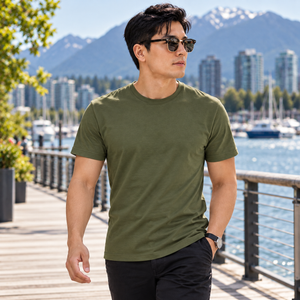Gildan 5000 Heavy Cotton Unisex T-Shirt — Military Green, alternate lifestyle mockup 2