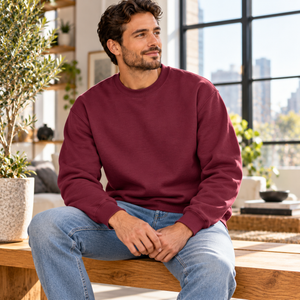 Gildan 18000 Heavy Blend Crewneck Sweater — Maroon, alternate lifestyle mockup 2