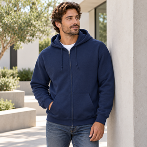 Gildan 18600 Heavy Blend Full-Zip Hooded Sweatshirt — Navy, alternate lifestyle mockup 2