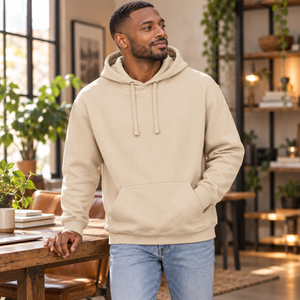 M&O 3320 Unisex Pullover Hoodie — Sand, alternate lifestyle mockup 2