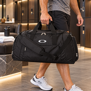 Oakley Embroidered Gym Duffel Bag — Blackout, alternate lifestyle mockup 2
