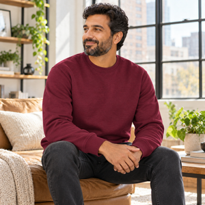 Independent Trading Co. SS3000 Embroidered Midweight Sweatshirt — Maroon, alternate lifestyle mockup 2