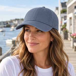 Comfort Colors CCWC0 Coastal Washed Cap in Blue Jean, lifestyle view