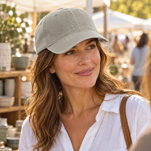 Comfort Colors CCSC0 Sunwashed Cap in Sandstone, lifestyle view