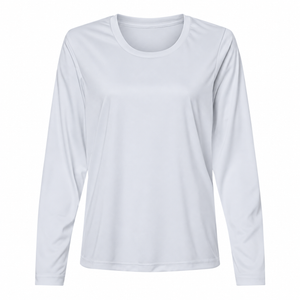 CORE365 CE10LW women's Capital Performance Long Sleeve T-Shirt, front colour mockup - Platinum