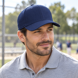 CSW 24/7 H08200 Snap Back Cotton Twill Cap in Navy, lifestyle view