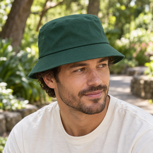 ATC C1302 Cotton Twill Bucket Hat in Hunter, lifestyle view