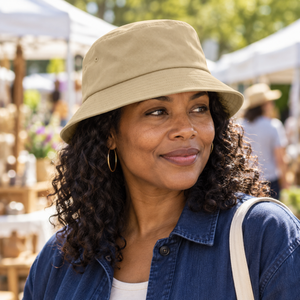 ATC C1302 Cotton Twill Bucket Hat in Light Khaki, lifestyle view