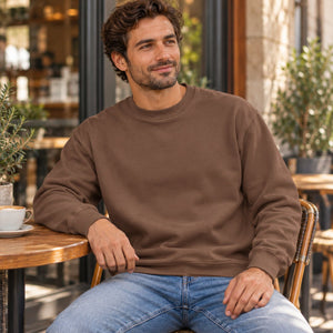 Gildan 18000 Embroidered Heavy Blend Crewneck Sweater, blank apparel in a premium lifestyle setting