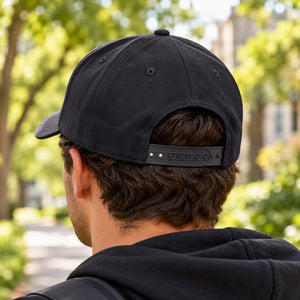 Embroidered Sherbrooke Academy Snapback Hat — rear view with original school design