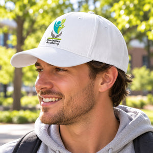 Embroidered Sherbrooke Academy Snapback Hat — side view with original school design