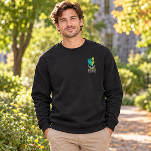 Embroidered Sherbrooke Academy - Unisex Crewneck — lifestyle photograph with original school design
